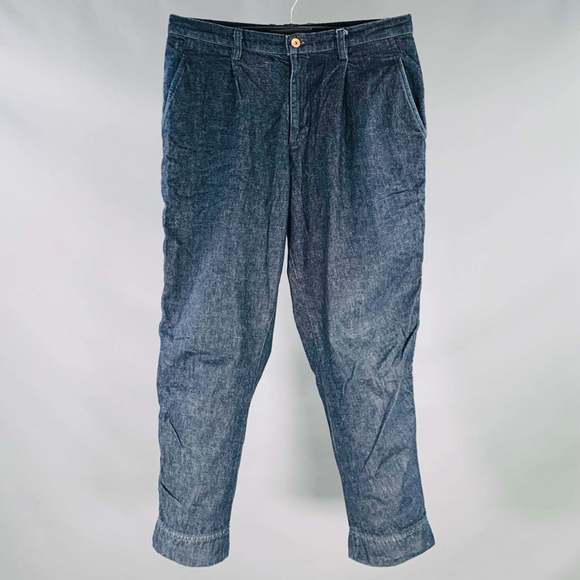 KOLOR Indigo Twill Cotton Tapered Pleated Jeans - Picture 1 of 5